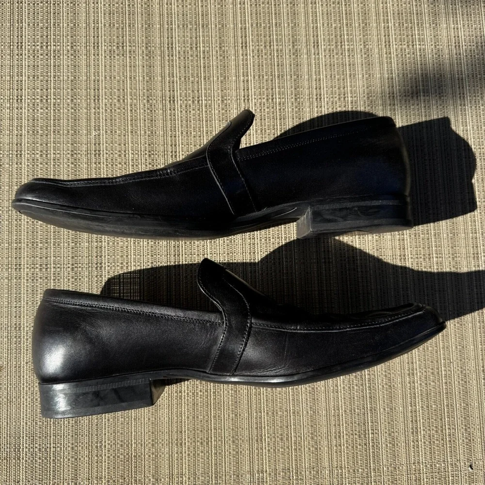 Salvatore Ferragamo Mens 03VG 4822 Black Leather Square‎ Toe Loafers Size 8 D